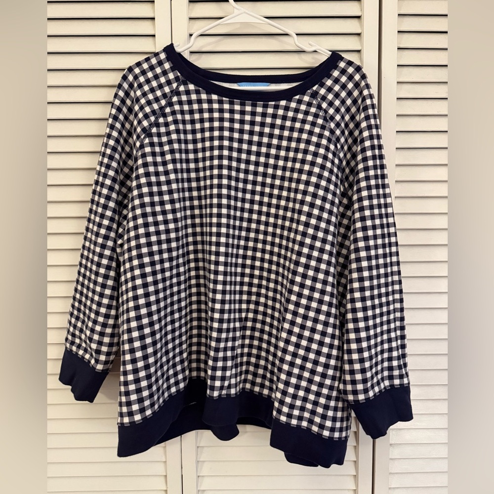 Draper James Blue and White Knit Top